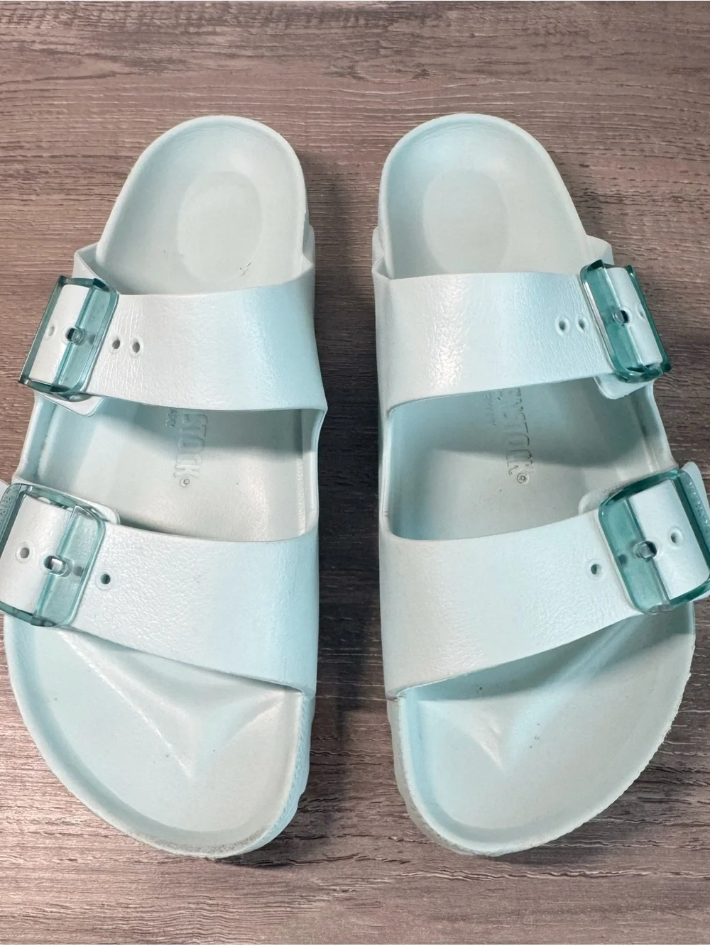 Birkenstock Arizona EVA Stealth Buckle Surf Green Sandals size 38/US7-7.5 EUC